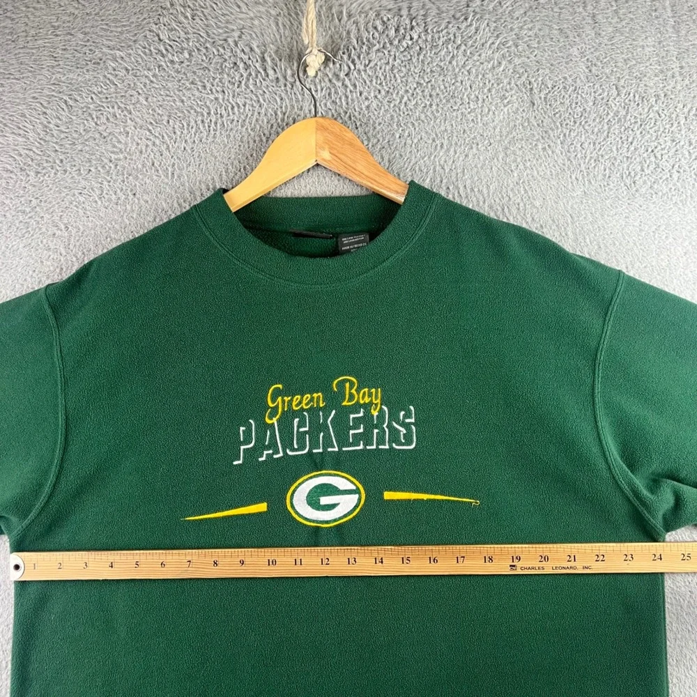 Active Green Bay Packers Fleece Sweatshirt Mens Large Green Embroidered Pullover